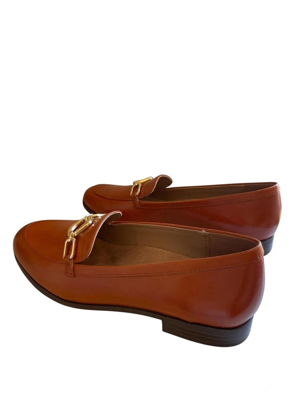 Naturalizer Mya Brown Leather Loafers with Gold Horsebit Size 8 New